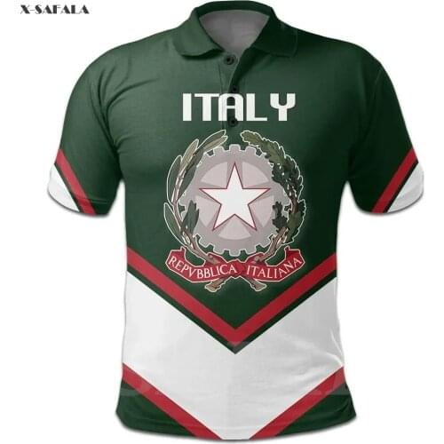 Italy Country Emblem 3D Printed Men Women Polo Shirt Collar Short Sleeve Street Wear Casual Tee Tops Anti-shrink High Quality