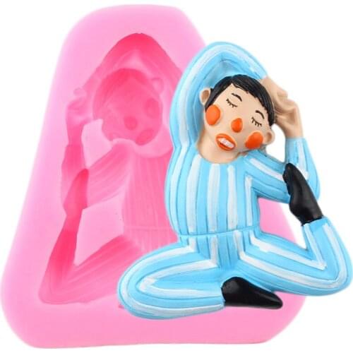 DIY Yoga Doll Silicone Molds Candy Chocolate Gumpaste Fondant Moulds Baby Party Cake Decorating Tools Soap Resin Clay Mould