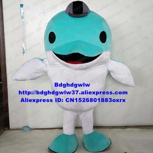 Blue White Dolphin Porpoise Sea Hog Delphinids Whale Cetacean Mascot Costume Character Marketing Planning Floor Show zx2038