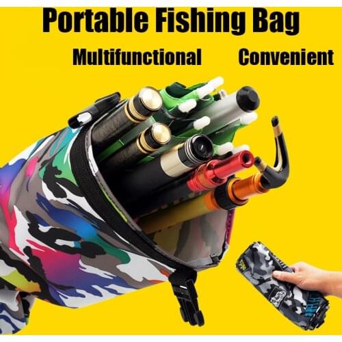 New foldable fishing bag portable fishing rod bag multifunctional fishing umbrella bag waterproof large capacity fishing tool