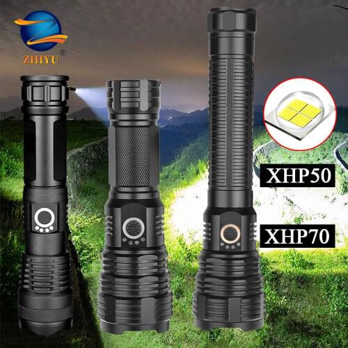 ZHIYU LED XHP50 70 Flashlight Powerful 18650 26650 USB Rechargeable Lamps Ultra Bright 5 Modes Zoomable Camping Light Work Torch