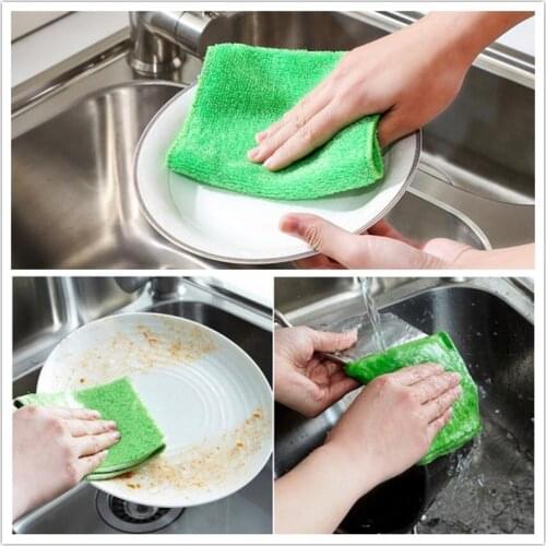 Dish Cloth Bamboo Fiber High Efficient Anti-Gease Cleaning Towel Washing Dishcloth Kitchen Wiping Rag for Home,Office,Dorm,Bar