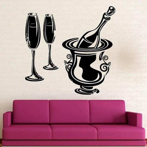 Party Wall Decal Wine Champagne Drink Fridge Window Vinyl Stickers Restaurant Kitchen Bar Winery Interior Decor Wallpaper E612