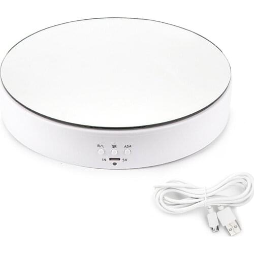 360 Degree Electric Rotating Turntable Display Max Load 5kg 20cm Mirror Jewelry Display Stand Base Showing Holder