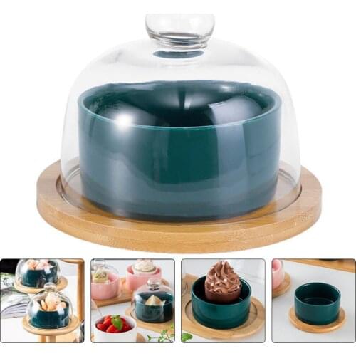 1 Set Salad Bowl Dessert Plate Glass Cover Tray Food Separating Storage Tools