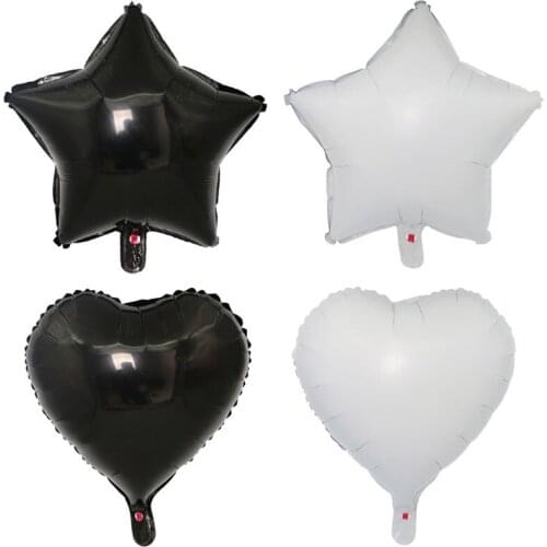 10pcs 18inch Black White Star Heart Foil Balloon Birthday Aluminum Ballon Valentines Day Wedding Party Halloween Festival Decor
