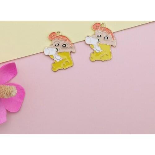 10pcs Cartoon Baby Girl Drinking Milk Enamel Charms Pendants Metal Charms DIY Bracelet Earrings Dangle For Jewelry Accessories