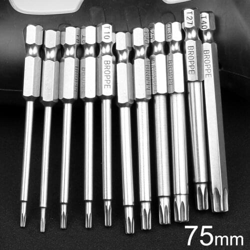 HOEN 11pcs T6-T40 S2 Steel Screwdrivers Kit Hand Tools 75mm Length Magnetic Torx Screwdriver Bits Set Electric Screw Driver