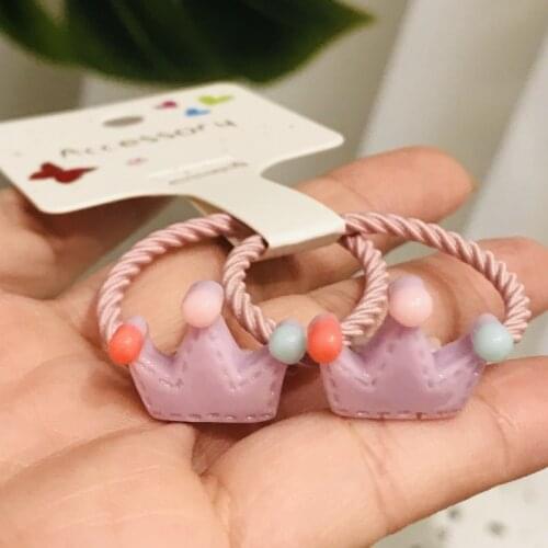 2Pcs Crown Girls Hair Accessories Children Rubber Bands Scrunchies Elastic Hair Bands Kids Headband Decorations Ties Gum