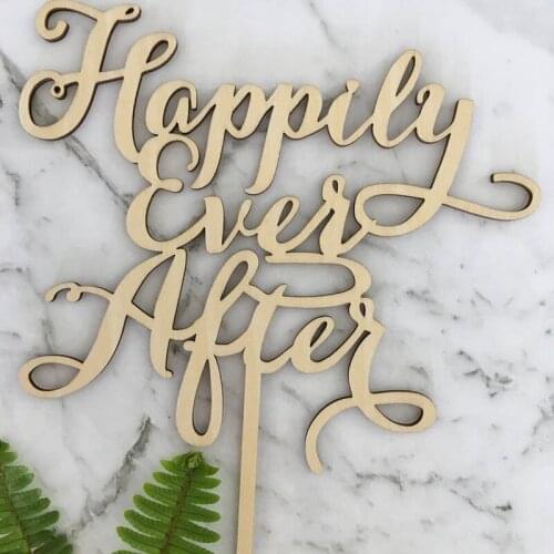 20pcs Happily Ever After Rustic Wood Wedding Cake Topper