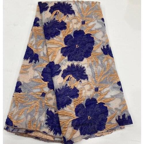 5Yards French Jacquard Lace Floral Brocade Fabric African Organza Mesh Cloth Nigerian Tulle Net Material For Bride Dress POZ36