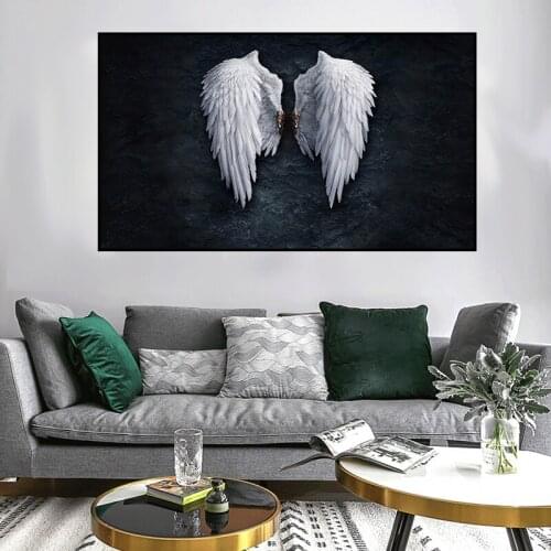 Abstract Black White Angel Wings Canvas Painting Vintage Wings Poster Print Nordic Wall Art Picture Living Room Home Decor