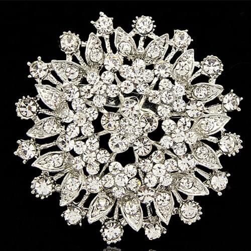 Big Alloy Flower Crystal Brooch For Wedding Party New Arrival Factory Direct Sale Cheap Price Women Broach