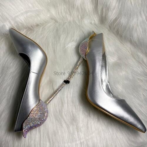 Brand High Heels Patent Leathe Silver Women Shoes Sexy Ladies Shoe Wedding 10cm Pumps Female Zapatos De Mujer