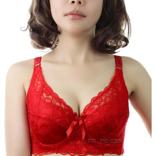 B C Cup Women Bras Sexy Lady Women Brassiere Push Up Deep V Embroidery Thin Cup Gather Subsidiary Breast