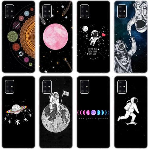 Moon Stars Space Astronaut Soft Case for Samsung Galaxy A12 A02 A03S A21S A22 A32 A52 A72 A82 S21 Plus FE Ultra M02S M12 Cover