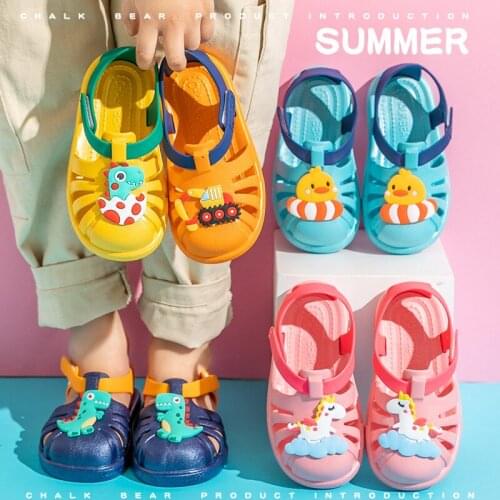Childrens Sandals for Boys Girls 2021 Summer New Cute Cartoon Unicorn Dinosaur Car Boys' Platform Sandals Jelly Shoes