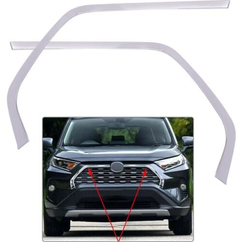 DWCX 2Pcs Car Stainless steel Chrome Front Grill Grille Decorative Cover Trim Strips Fit for Toyota Rav4 2019