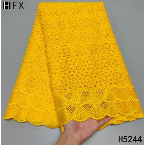 HFX Latest Lace Fabric Swiss Voile 100% Cotton Brode Swiss Voile Lace in Switzerland 5 yards Embroidered Lace Dubai Lace