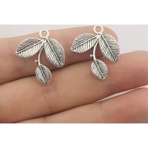 JINDINSP 10pcs 26x23mm silver Plated Branch Leaf Pendant Leaf Branch Charm Leaf Branch Pendant charms DIY Jewelry Making