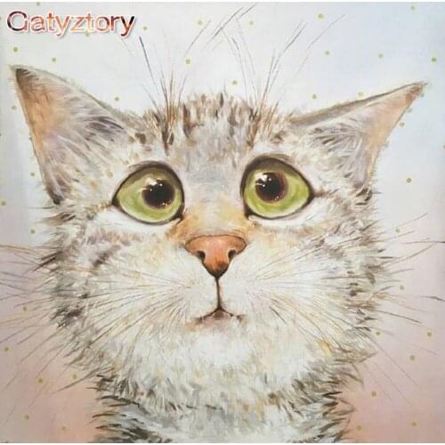 GATYZTORY Oil Painting By Number Cat Drawing On Canvas Gift DIY Pictures By Numbers Animal Kits Hand Painted Paintings Home Deco