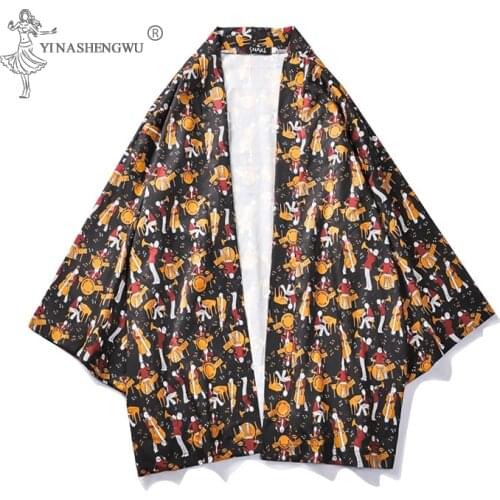 Kimonos Couple Printing Cartoon Anime Shirts Japanese Cardigan Men Adult Women Samurai Chinese Traditional Coats Janpan Clothes