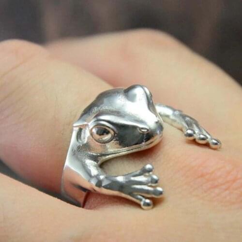 Cute Frog Toad Animal Ring for Women Girls Jewelry Gift Retro Personality Punk Jewelry Rings