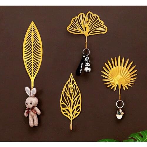 Creative Metal Leaf Hooks Bathroom Accessories Hangers Room Decoration Accessories Porch Rack Wall Decor Storage Rack Key Holder