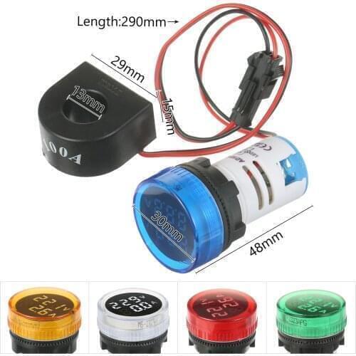 Mini Round Digital Volt-ammeter Voltammeter Ammeter Voltmeter Double LED Display Voltage & Current Meter Panel Meter AC50-500V