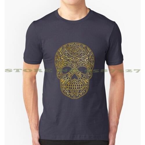 Tribal Skull Summer Funny T Shirt For Men Women Skull Sugar Mexican Vector Dead Day Black White Tattoo Tribal Scull Heart