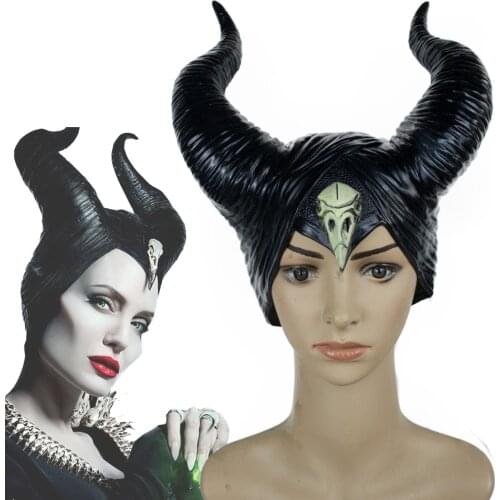 Mistress of Evil Headwear Mask Cosplay Black Queen Masks Witch Horns Halloween Masquerade Party Props