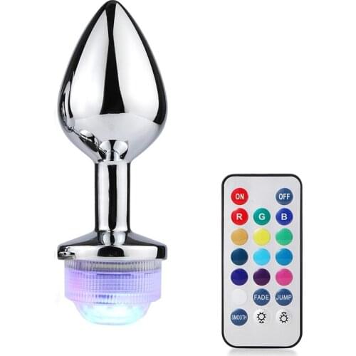 13 Color Glare LED Light Metal Anal Plug Remote Control Base Sex Smooth Butt Plug Anal Adult Product Nightclub Dance Party Focus