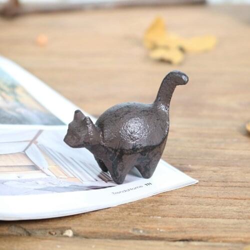 Rustic Mini Cat Dog Pig Cow Elephant Camel Rhinoceros Unicorn Figurines Cast Iron Paper Weight Home Tabletop Decor Animal Statue