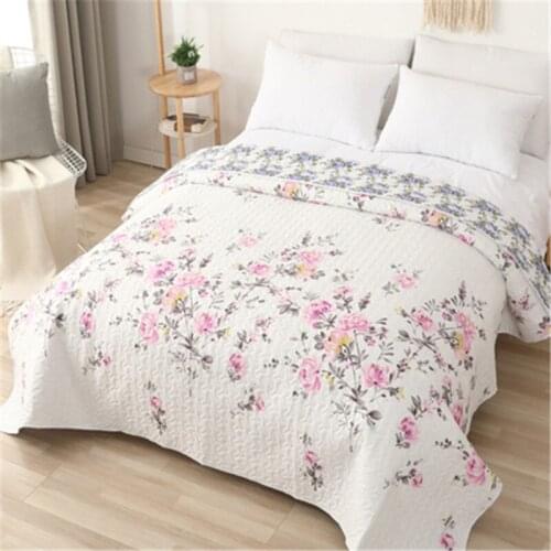 Fashion Bedding Quilt Bedspread Floral Printed Elegant Summer Duvet Quilted Blanket AB Sides Coverlet Cubrecam Bed Cover Colcha