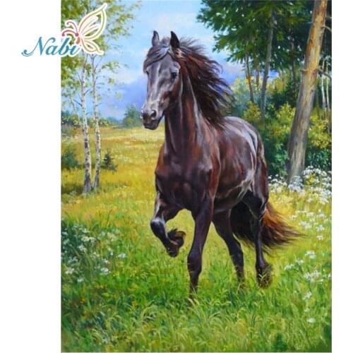 Nabi Diamond Embroidery DIY Diamond Painting Cross Stitch Kit Two horse 5D Needlework Diamond Mosaic Home Decoration ZB110
