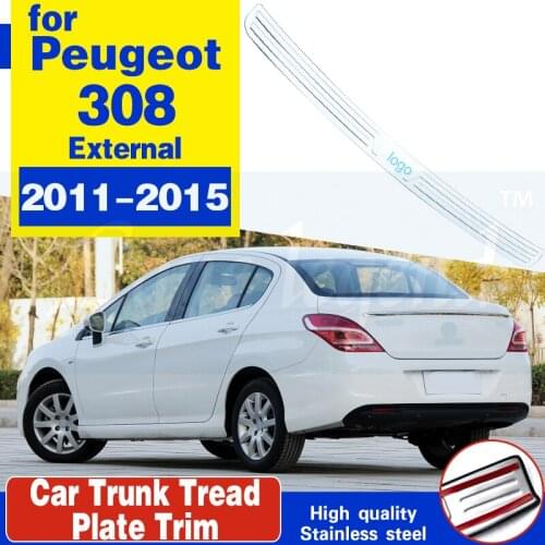 Stainless steel Ultra thin car Rear Bumper Protector Sill Trunk Rear guard Tread Plate for Peugeot 308 2011-2015 Car styling