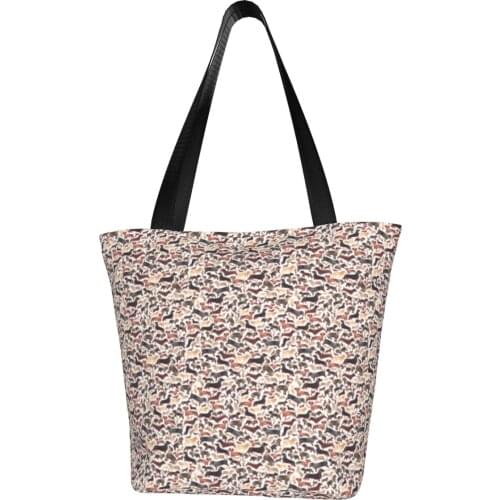 NOISYDESIGNS Women Shopper Shopping Bag Dachshund Printing Reusable Storage Bag Female Zipper Shoulder Sac Totes Bolsa Mujer
