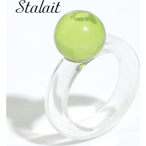 New Candy Color Sphere Simple Womens Rings Transparent Pure Resin Ring Couple Birthday Gift Couple Love Ring Jewellery
