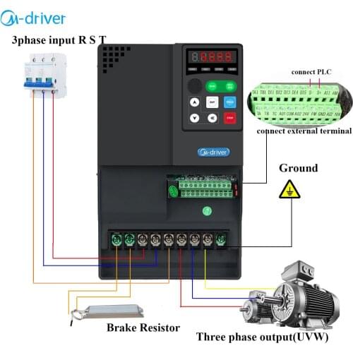 Single phase 220V input VFD inverter 11kw variable frequency drive 15hp motor speed controller