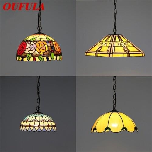 OUFULA Tiffany Pendant Light Contemporary LED Creative Lamp Fixtures Decorative For Home