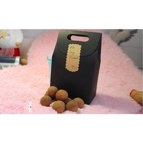 12*7*19cm Black Kraft paper bags Gift packaging bag food bagsKraft paper bags 100piece\lot Fast free shipping