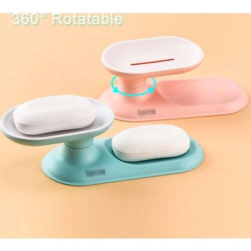 Portable Soap Dish Nordic Double-layer Storage Drain Soap Box Rotating Bathroom Soap Case Storage Rack Organizer Bathroom Gadget
