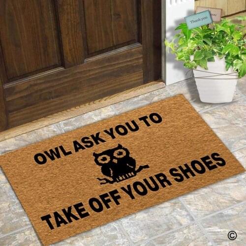 Doormat Entrance Floor Mat Funny Door Mat Owl Ask You To Take Off Your Shoes Designed Non-slip Doormat