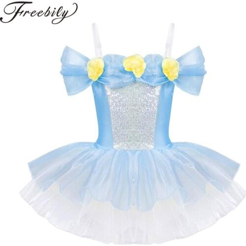 Professional Ballet Costumes Off Shoulder Design 3D Flowers Ballet Dance Gymnastics Leotard Girls Tutu Dress Kids Dance Wear