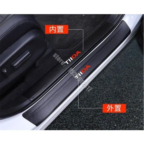 Car Styling For Nissan Tiida 2011-2021 PU Sticker car Rear Bumper Protector Sill Scuff Plate/Door Sill Door Sill