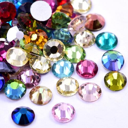 Mixed Colors Nail Art Rhinestones Crystal Glass Flatback Non Hot Fix Rhinestones Glitter Rhinestones For Nail Decoration B0703