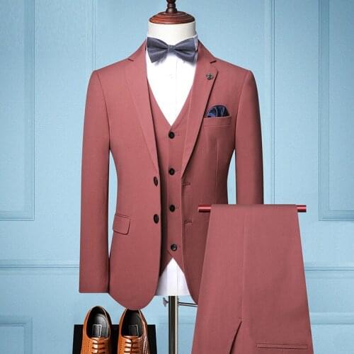 2020 Autumn New Business Formal Groom Wedding Dress Suit Suit 3 Piece Set (blazer + Vest + Pants) Business Classic Mens Suit