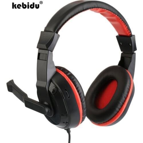 Kebidu Universal 3.5mm PC Game Headphones Wired Full-range Stereo Noise-cancel earphone with Microphone Adjustable For Music