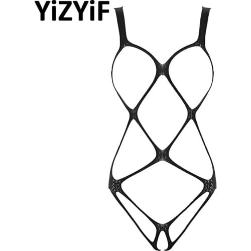 Women Erotic Hollow Out Fishnet Bodystockings Lingerie See Through Stretchy One-piece Fishnet Bodysuit Lingerie Sexy Nightwear