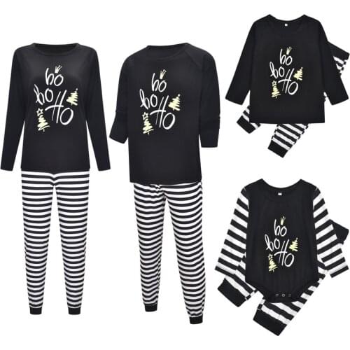 Christmas Family Pajamas Set Black Letter Pattern Matching Outfits Daddy Mummy and Me Clothing Suit Little Girl Clothes 2021 New